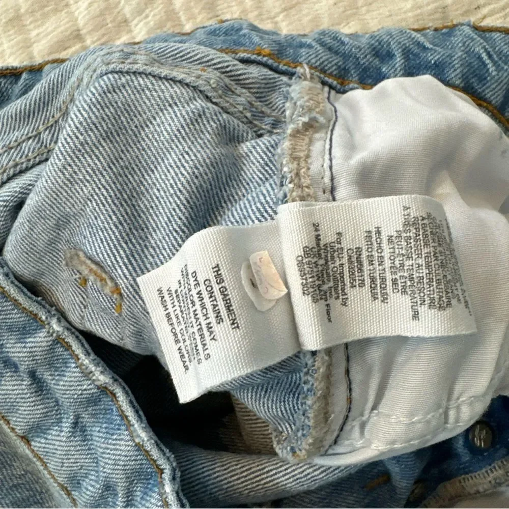 We the Free People Women's Size 29 Blue Wide Leg Jeans Distressed